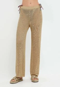 Oysho Straight Fit - Pantaloni - Gold Coloured