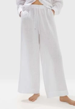 Oysho Wide StraightPantaloniWhite Donna Pantaloni OY121A0A2-A11