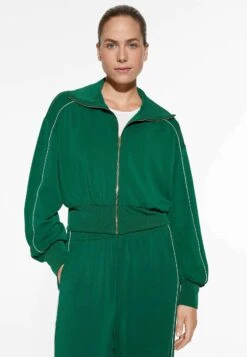 Oysho With Piping - Felpa Con Zip - Green