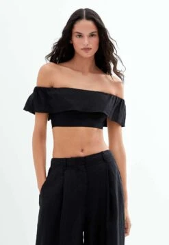 Oysho Off-Shoulder CamicettaBlack Donna Camicie E Bluse OY121E06R-Q11