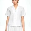 Oysho Short-Sleeved With TrimMaglia Del PigiamaWhite Donna Intimo Notte E Loungewear OY181Q12L-A11