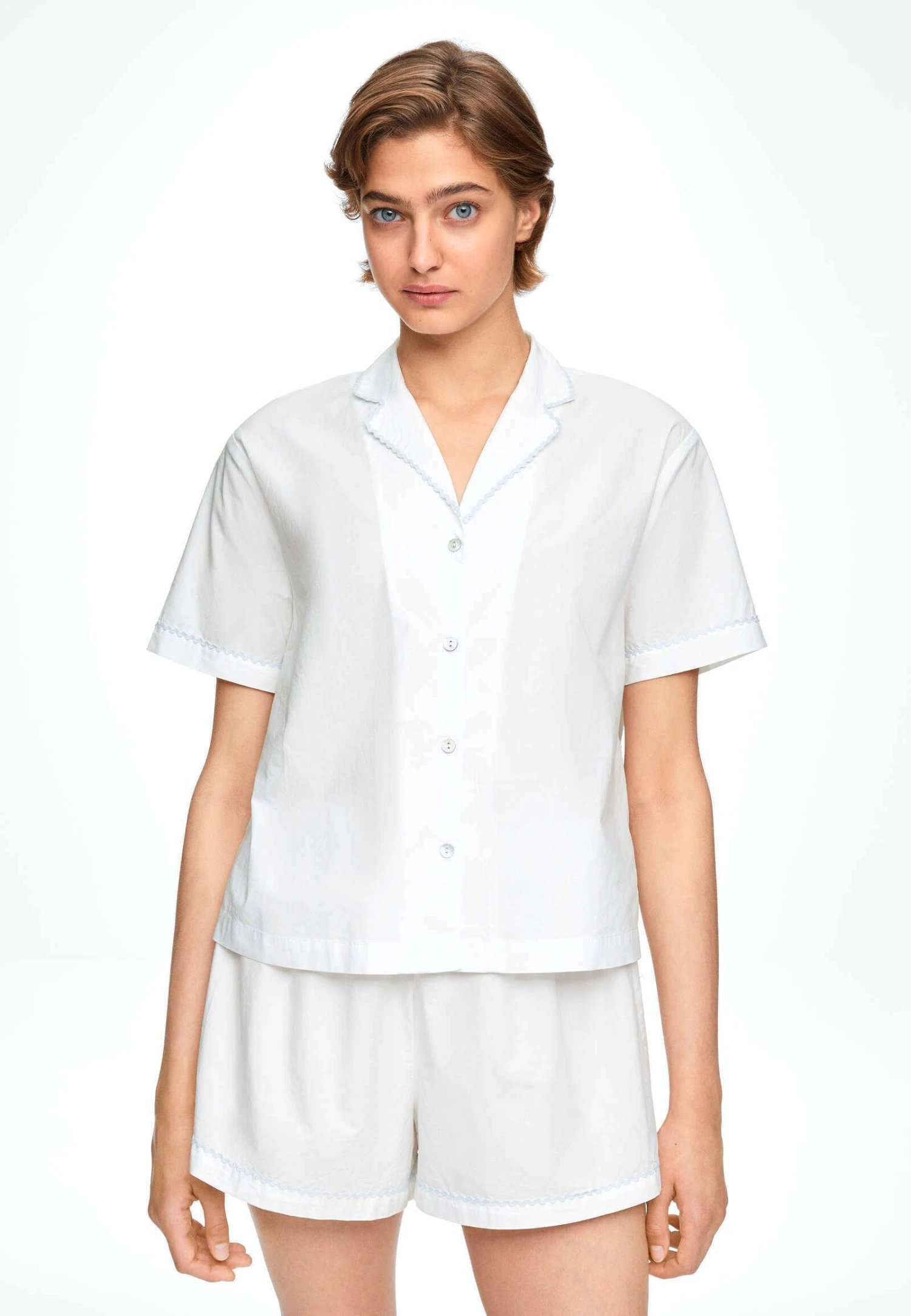 Oysho Short-Sleeved With TrimMaglia Del PigiamaWhite Donna Intimo Notte E Loungewear OY181Q12L-A11 3 Oysho Short-Sleeved With TrimMaglia Del PigiamaWhite Donna Intimo Notte E Loungewear OY181Q12L-A11