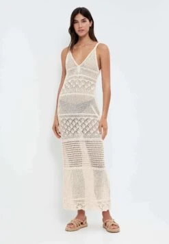 Oysho Textured Crochet LongVestito LungoLight Brown Donna Vestiti OY121C0C2-O11