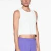 Oysho Cropped Microperforated Technical Sleeveless TopWhite Donna T-shirt E Top OY141D097-A11