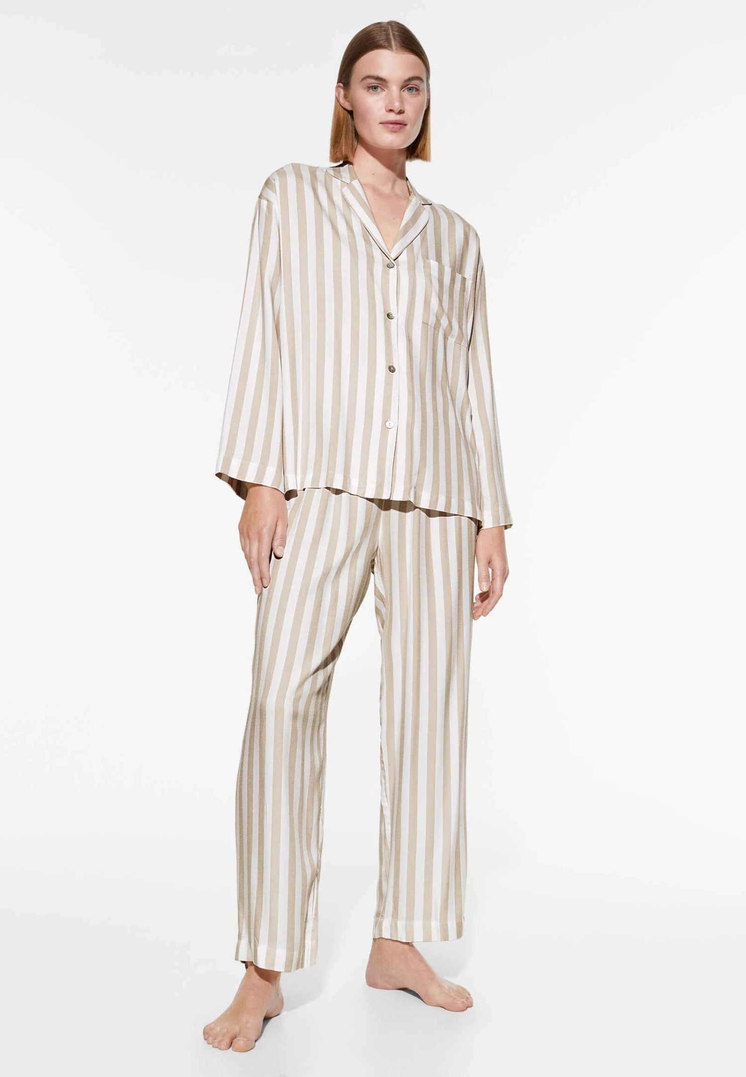 Oysho Striped Long-Sleeved Maglia Del PigiamaBeige Donna Intimo Notte E Loungewear OY181Q12R-B11 7 Oysho Striped Long-Sleeved Maglia Del PigiamaBeige Donna Intimo Notte E Loungewear OY181Q12R-B11 - immagine 5