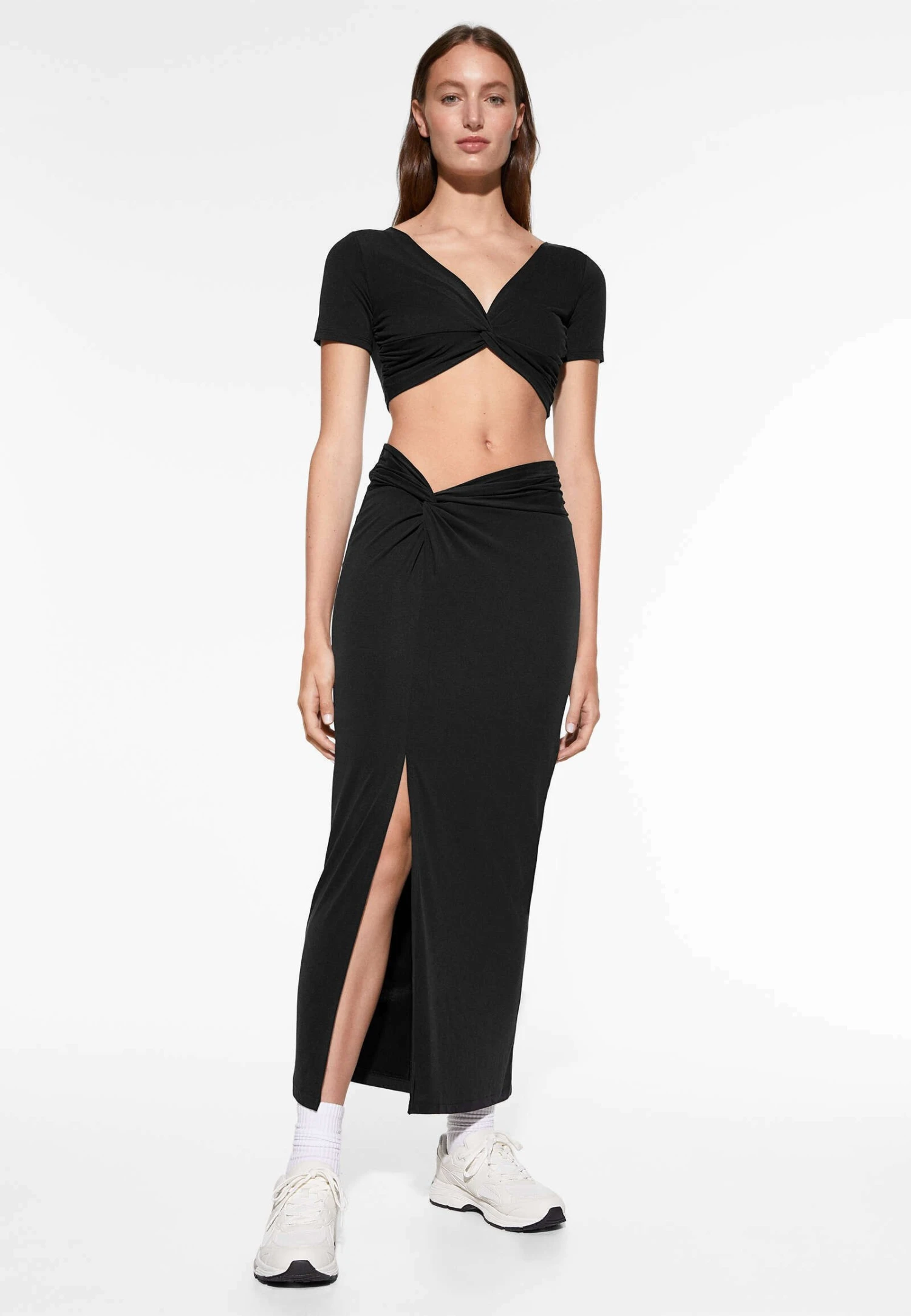 Oysho Modal Knot Midi - Gonna Lunga - Black 4 Oysho Modal Knot Midi - Gonna Lunga - Black - immagine 2