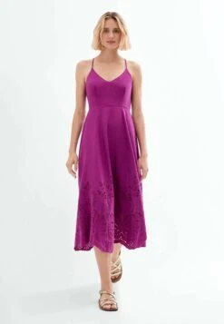 Oysho Embroidery MidiVestito EstivoPink Donna Vestiti OY121C0CE-J11