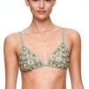 Oysho Shiny Floral Appliqué Triangle- Bikini Pezzo Sopra - Green -Fashion Brand 4b8f69454efa4ec8ba6d1eda8a5a38c6