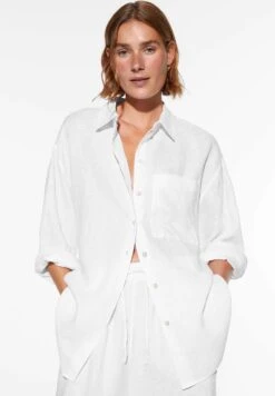 Oysho GinghamLong-Sleeved - Camicia - White