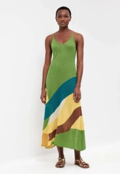 Oysho Shiny Strappy Abito In MagliaGreen Donna Vestiti OY121C0B6-M11