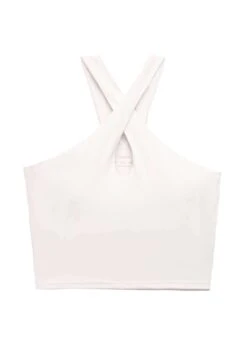 Oysho Comfortlux With Crossover Neckline And Cups - Top - White -Fashion Brand 63abbe57f3bd486c89196ad2e6b2d05a
