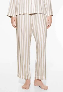 Oysho Striped Pantaloni Del PigiamaBeige Donna Intimo Notte E Loungewear OY181O14C-B11