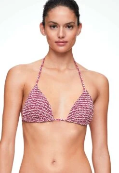 Oysho Smock Stamp Print TriangleBikini Pezzo SopraNeon Pink Donna Moda Mare OY181E00F-J11