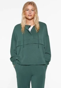 Oysho Soft Touch With ZipFelpa Con CappuccioDark Green Donna Felpe OY121J03V-M11