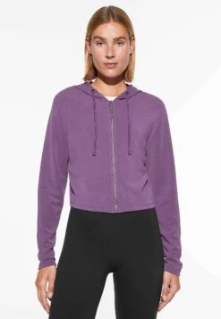 Oysho Snug Crop- Felpa Con Zip - Lilac