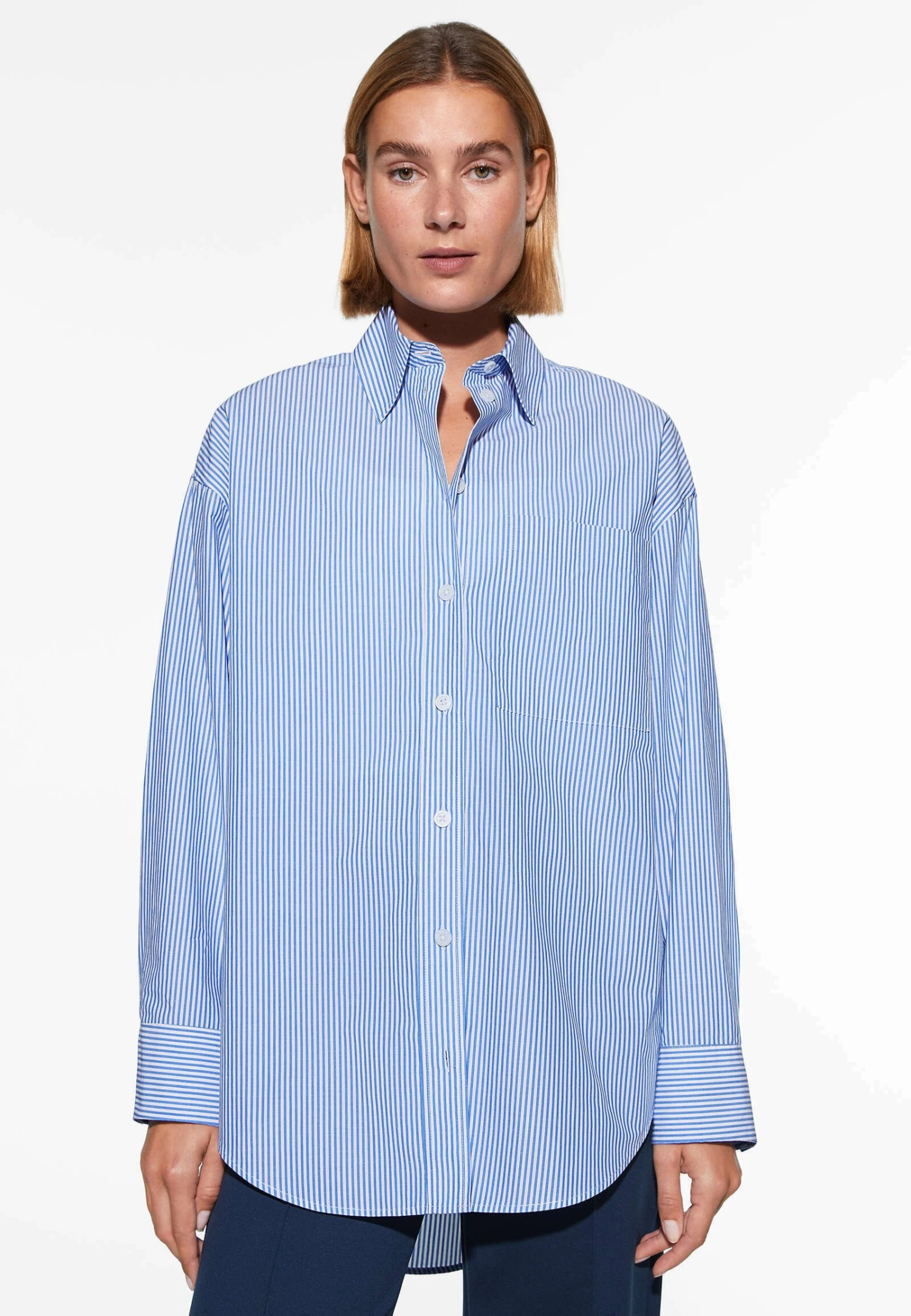 Oysho Striped Poplin OversizeCamiciaLight Blue Donna Camicie E Bluse OY121E06W-K11 3 Oysho Striped Poplin OversizeCamiciaLight Blue Donna Camicie E Bluse OY121E06W-K11