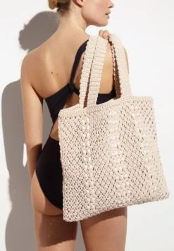 Oysho Macramé - Shopping Bag - Beige