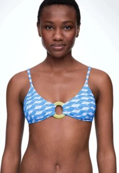 Oysho Geometric JacquardBikini Pezzo SopraLight Blue Donna Moda Mare OY181J0BV-K11