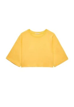 Oysho Washed CropT-Shirt BasicMottled Yellow Donna T-shirt E Top OY121D078-E11 -Fashion Brand 9a9df69fb770471788dc66b7c6d470d7