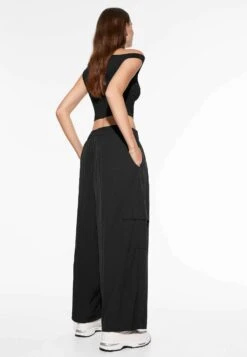 Oysho Asymmetrical RuchedTopBlack Donna T-shirt E Top OY121D07A-Q11 -Fashion Brand b3202780e91840a99e65943db3a2f91d