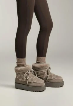 Oysho LACE-UP - Stivali Da Neve - Light Brown