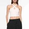 Oysho Comfortlux With Crossover Neckline And Cups - Top - White -Fashion Brand c349b5b5cd144be3a6cfde8062235339