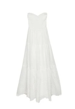 Oysho Long Embroidered - Vestito Estivo - White -Fashion Brand f105c9170b554b41b8928fcbefce5cbd
